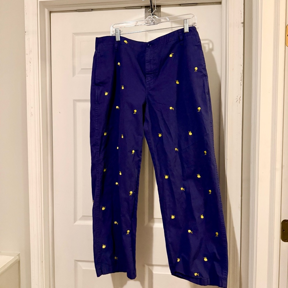 J.Crew Embroidered Sailor Heritage Chino Pant with a lemon pattern